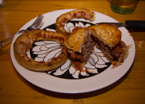 Pizza Burger With Bacon And Baked Beans (submitted by Lee Summers via flickr)